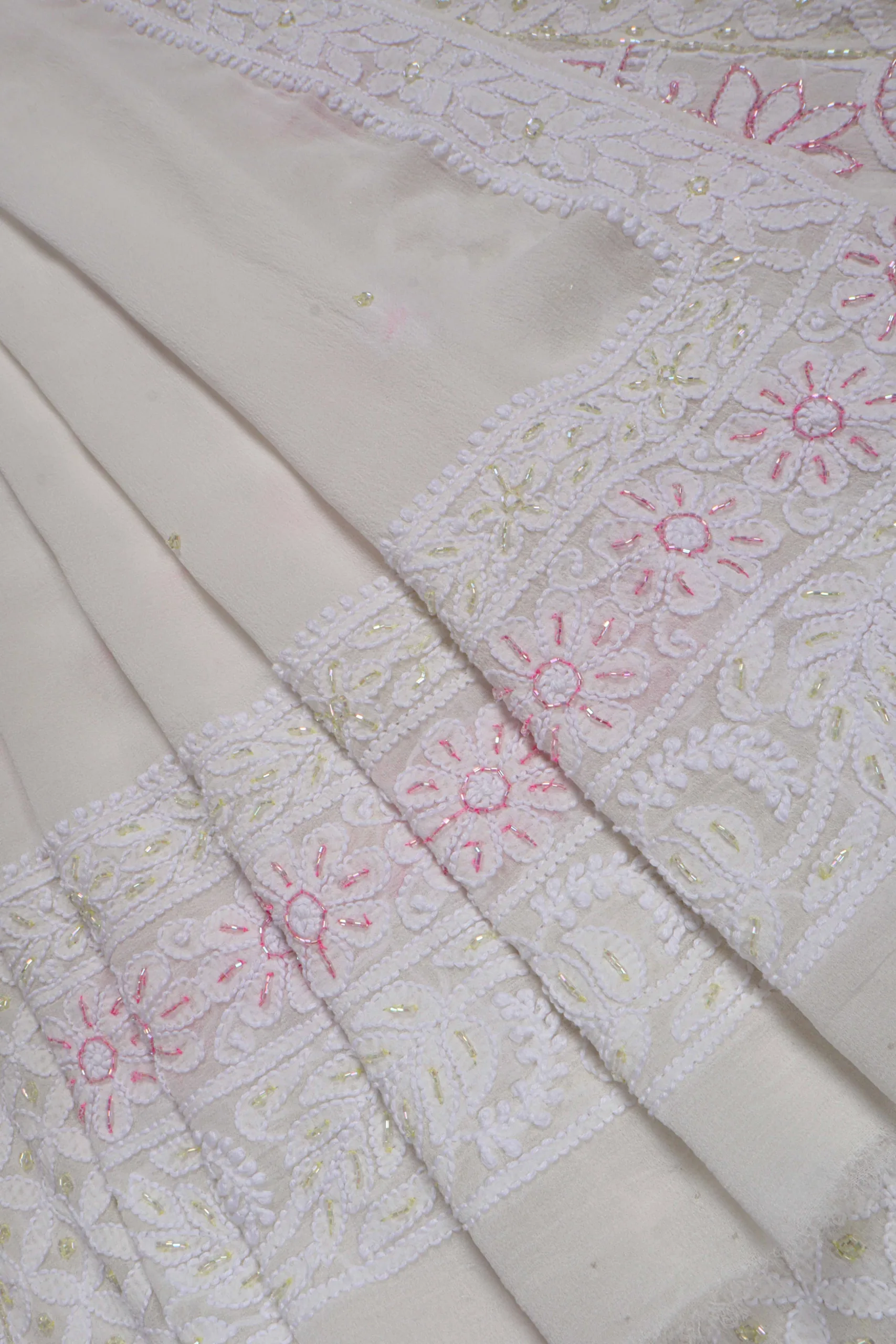 Srajann Hand Embellishment Anarkali Pure Georgette With Cut Dana work Lucknow Chikankari Unstitched Suit