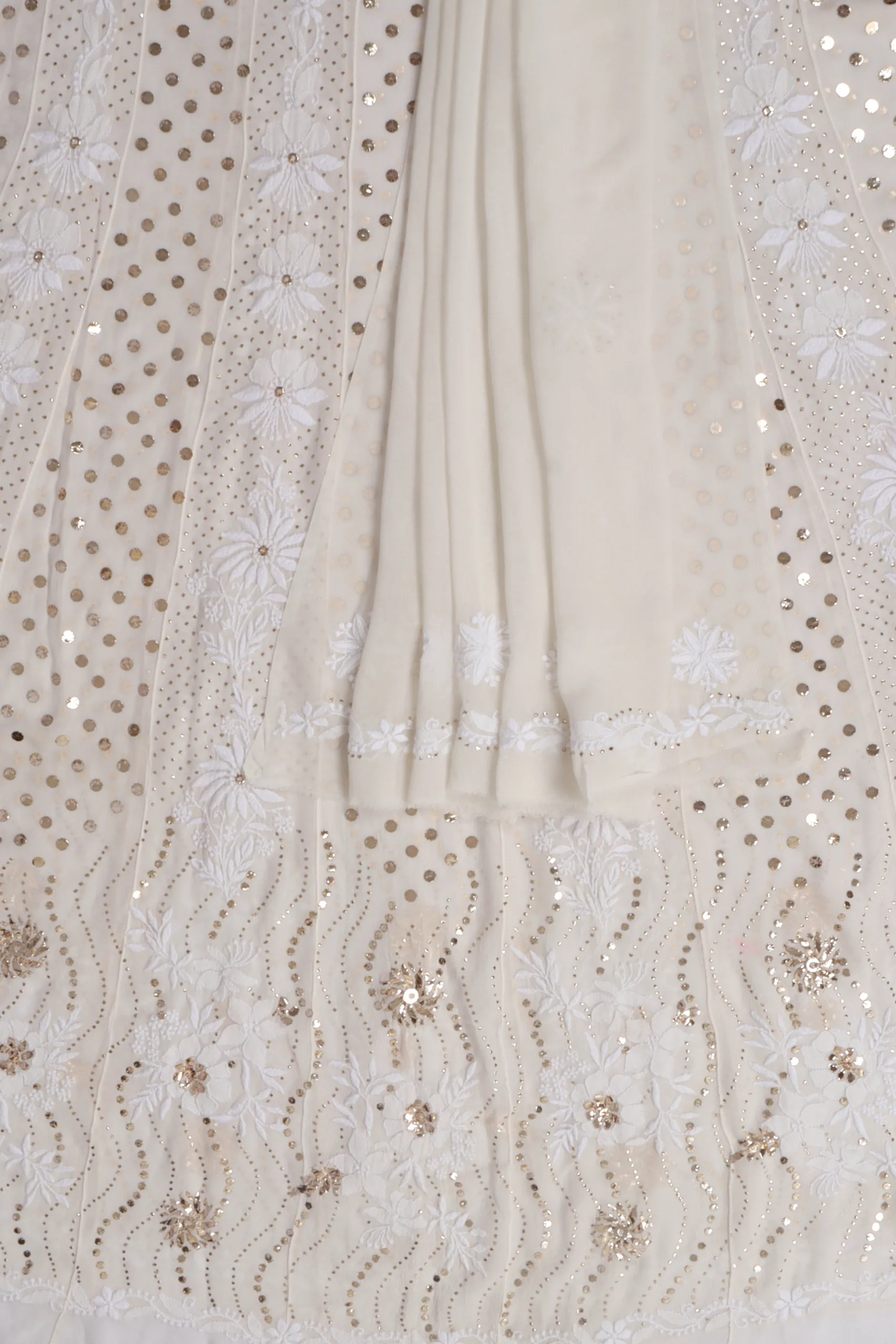 Srajann Hand Embellishment Lucknowi Chikankari Anarkali Pure Georgette Unstitched Suit Work With Mukaish
