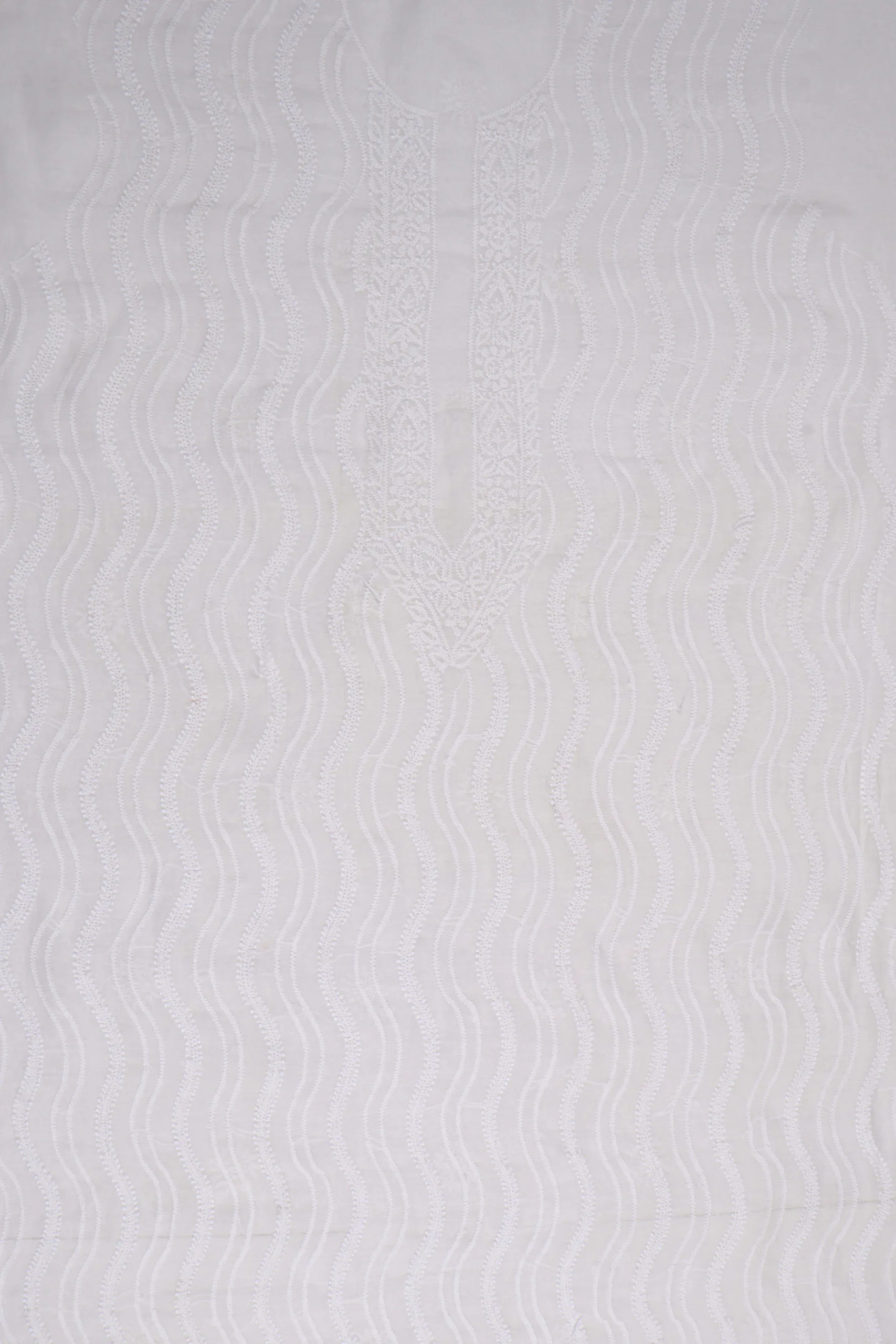 Srajann Hand Embroidered White Chanderi Lucknowi Chikankari Unstitched Men's Kurta Piece